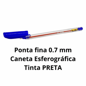Caneta Esferográfica Transparente AZUL 0.7 mm Record - ROKE - CX 50 UND