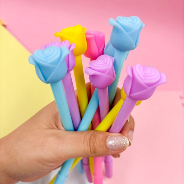 Caneta Fofa Broto de Rosa - Pacote 6 Und