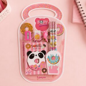 Kit Escolar Donuts Panda 7 Peças - FOFY - BLISTER