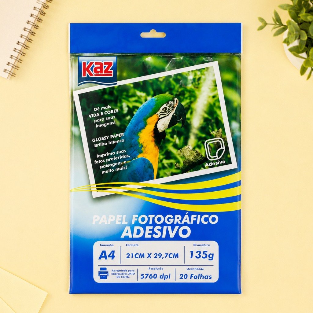 Papel Fotográfico Glossy Adesivo A4 135g - KAZ - UND