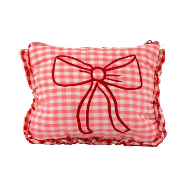 Necessaire Retrô Laço Rosa Xadrez 22x5x19cm - FLORIE - UND