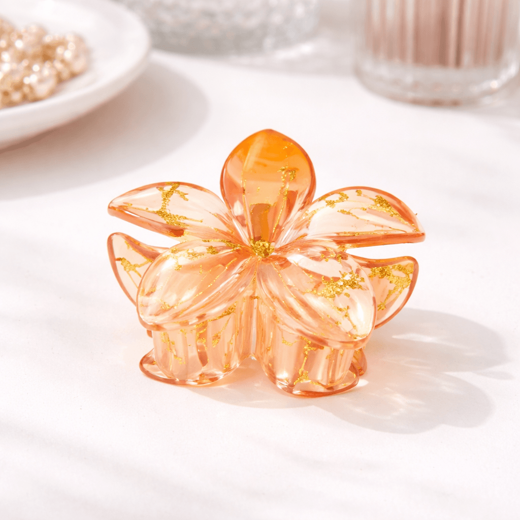 Presilha Piranha Flor TRANSPARENTE 6 cm - IMPORTADO - PACOTE 6 UND