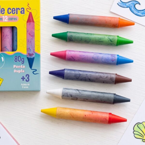 Giz de Cera Ponta Dupla 12 Cores Bob Esponja Nickelodeon - DAC