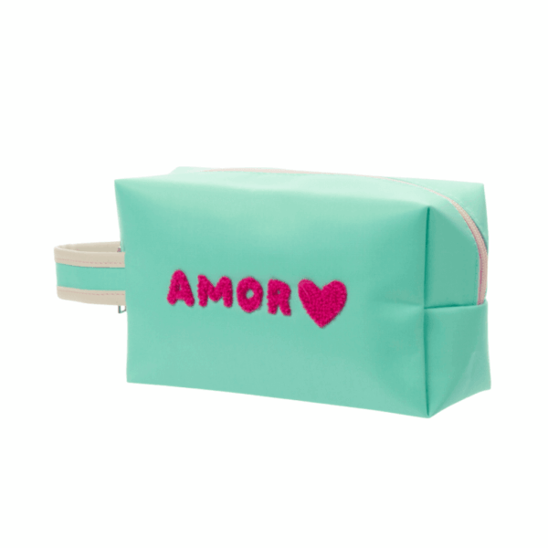 Bolsinha Estojo c/ Alça Turquesa AMOR 12,5x20x7cm - FLORIE - UND