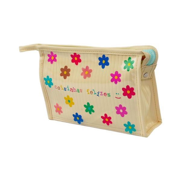 Necessaire Emborrachada Amarelo "COISINHAS FELIZES" 23x6x16cm - FLORIE - UND
