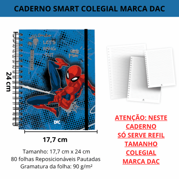 Caderno Smart Colegial Homem Aranha 80 fls - DAC