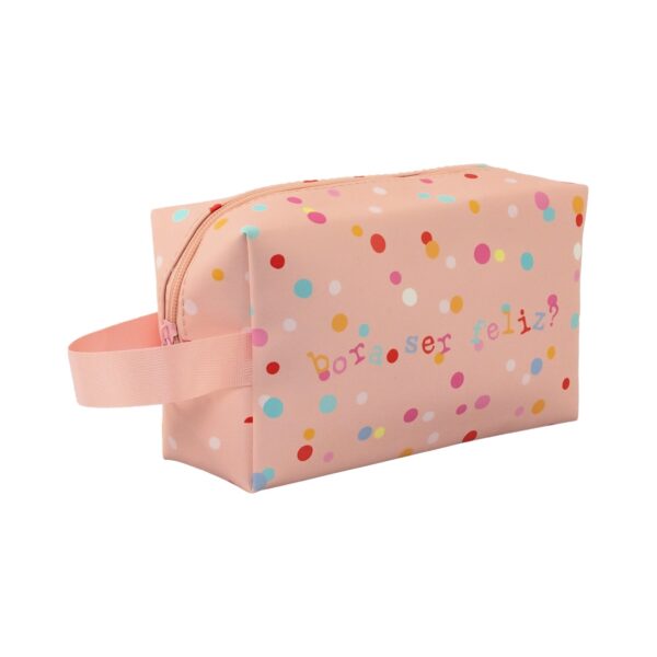Bolsinha Rosa "BORA SER FELIZ?" 20x8x12cm - FLORIE - UND