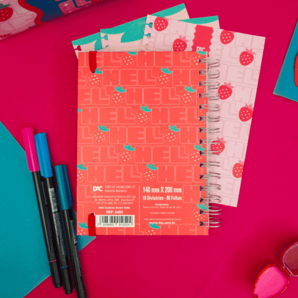 Caderno Smart Mini Hello Morango c/ Cheirinho 80 Folhas DAC
