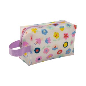 Necessaire Bauzinho Transparente Lilás Flores Coloridas 20x8x12cm - FLORIE - UND