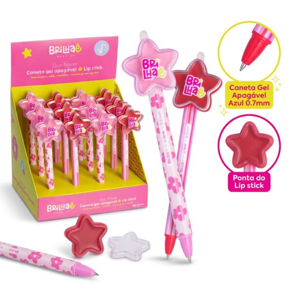 Make Caneta Gel Apagável + Batom Duo Flower - BRILHAE - UND