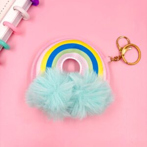 Chaveiro Premium Arco iris Pompom - Pacote 3 Und