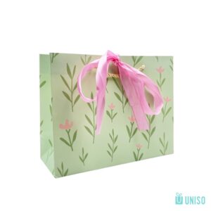 Embalagem Sacola Presente Floral c/ Fita M 4,5x19,5x9,5cm  - UNISO - UND