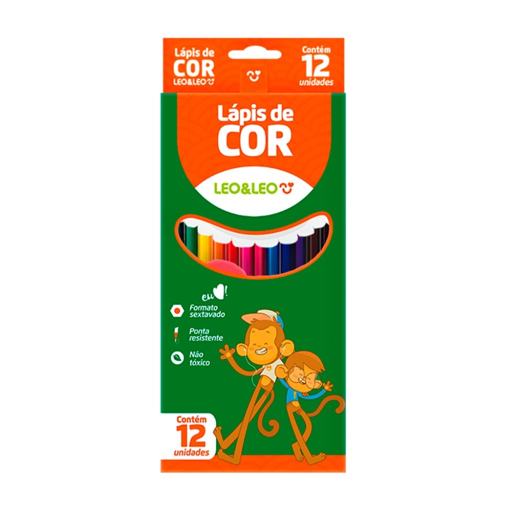 Lápis 12 Cores Resina Sextavado Flex - LEO e LEO - BLISTER