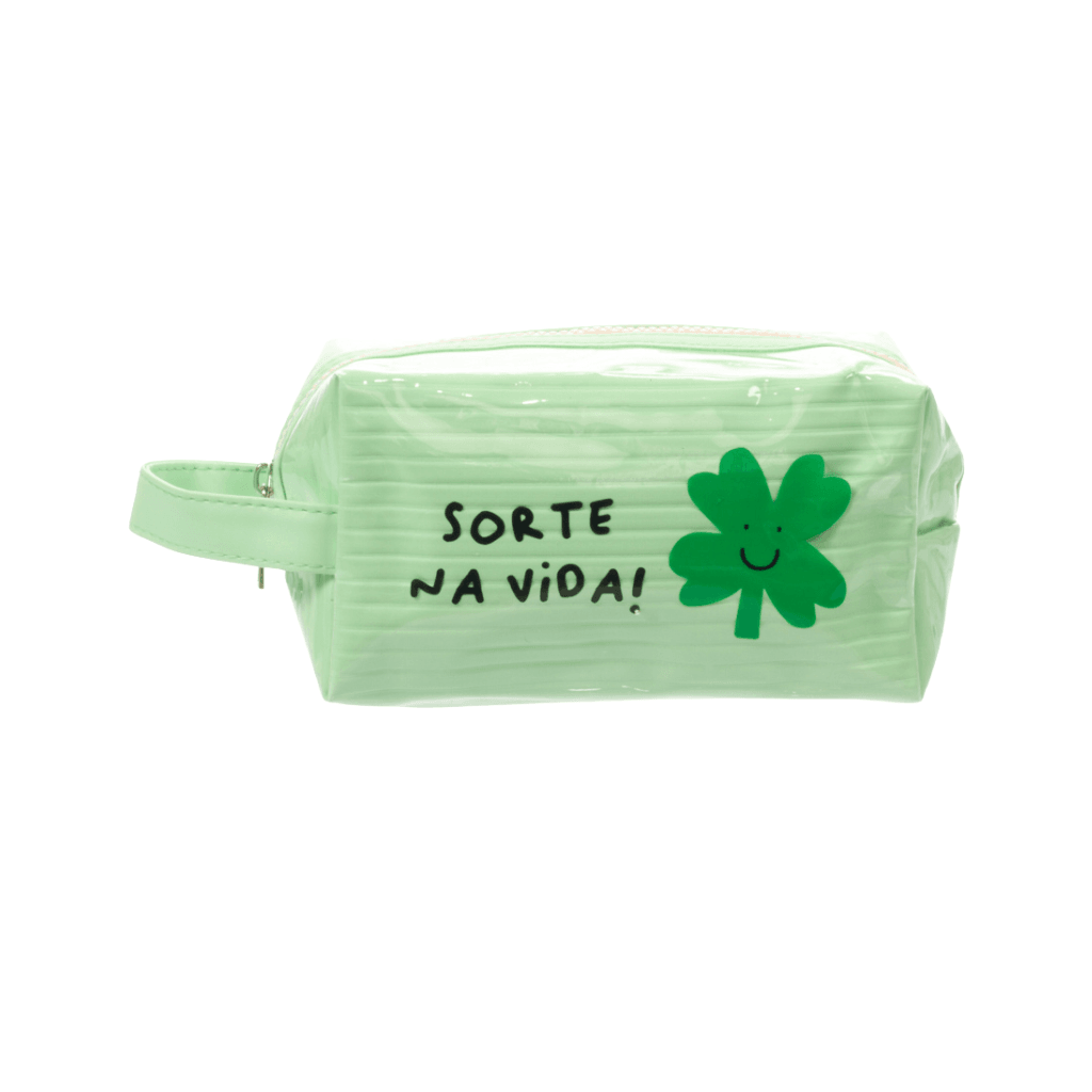Necessaire Bauzinho Emborrachada Verde SORTE NA VIDA 10x18x9cm - FLORIE - UND