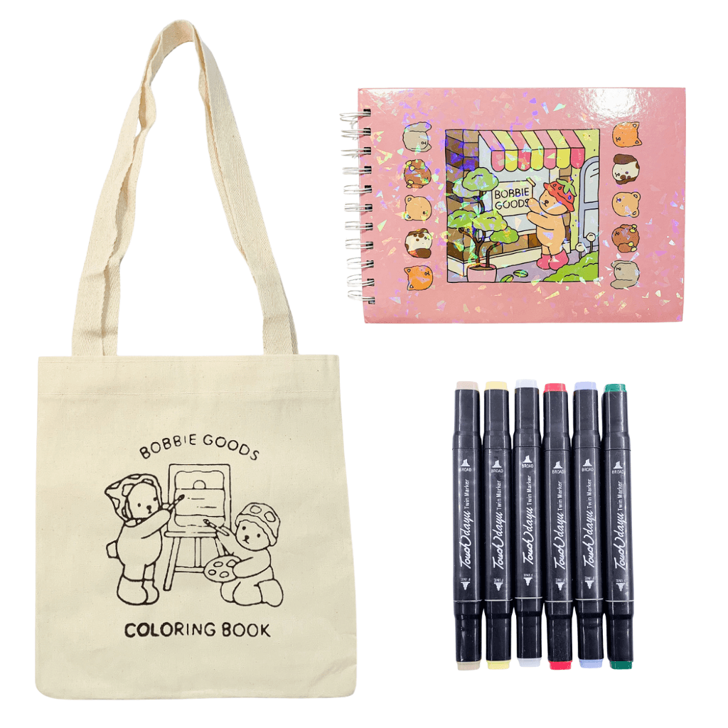 Combo Perfect BOBBIE GOODS - ECOBAG + LIVRO DE COLORIR + 6 CANETAS TOUCH