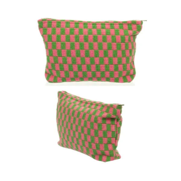 Necessaire Tricô VERDE E ROSA G 26x17x5 cm - FLORIE - UND
