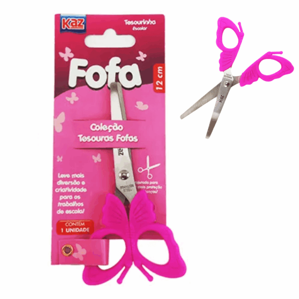 Tesoura Fofa 13 cm Borboleta KAZ - BLISTER