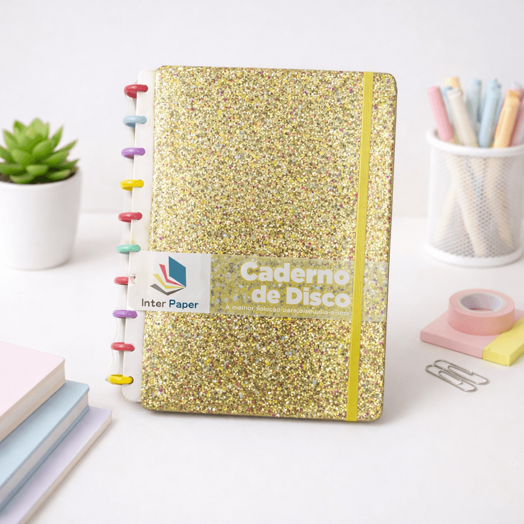 Caderno de Disco Glitter B5 80 Fls/10 Discos Colorido 25,5x18,5cm - IMPORTADO - UND