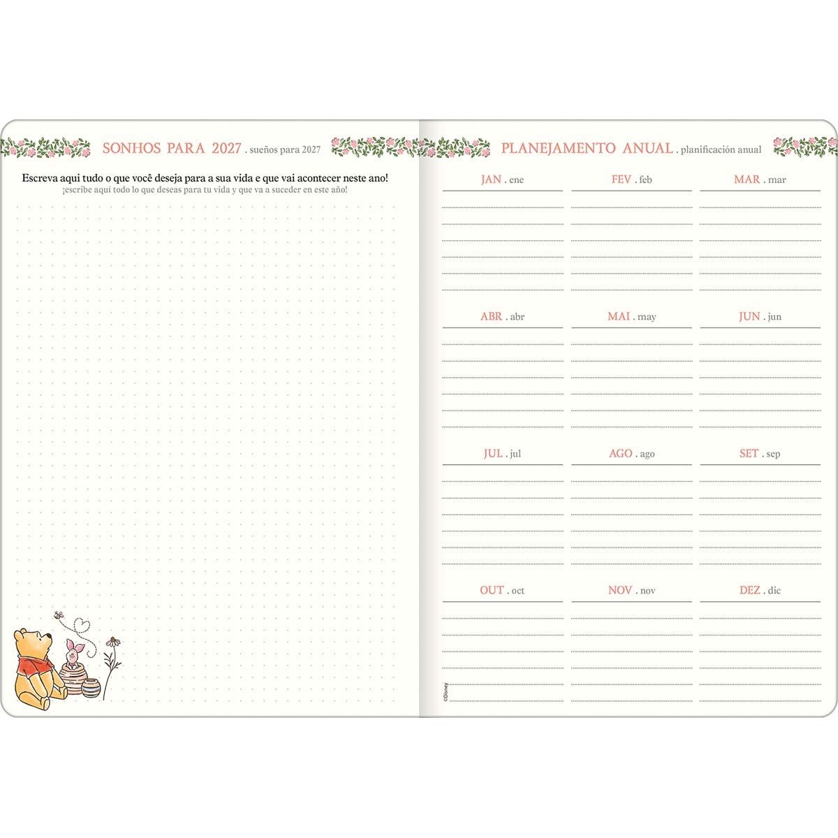 Planner Agenda Grampeado 17,8 x 25,4 cm URSINHO POOH - TILIBRA - UND