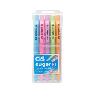 Caneta Esferográfica Retrátil 1.0mm Sugar CIS - BLISTER 5 UND