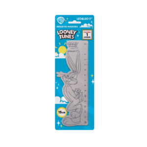 Régua de Madeira 15cm Decorada Looney Tunes Leo e Leo - Blister 1 Und