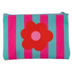 Porta Coisinhas e Moedas Flor c/ Listras Verde e Rosa 14x10x1cm - FLORIE - UND