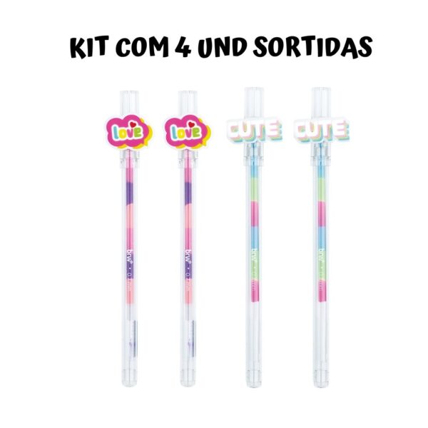 Caneta Esferográfica Gel Colorida Cute BRW