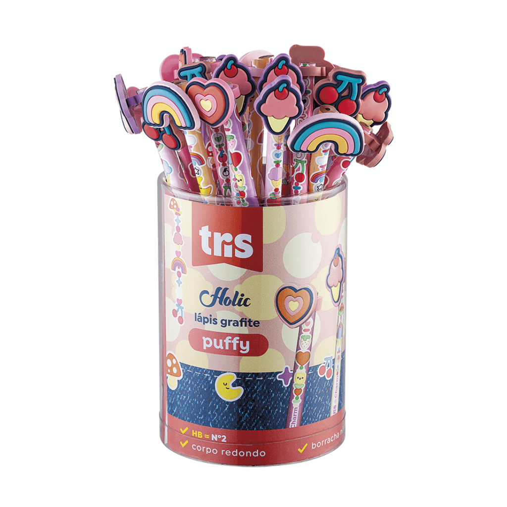 Lápis Grafite c/ Topper Puffy Holic Charm - TRIS - UND