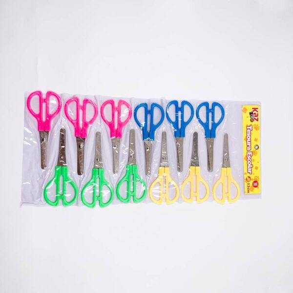 Tesoura Escolar Niquelada  13 cm KAZ - BLISTER c/ 12 UND