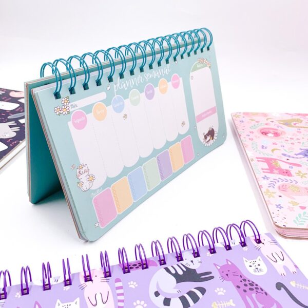 Planner de Mesa com Espiral Gatinhos 23,2x12,2cm