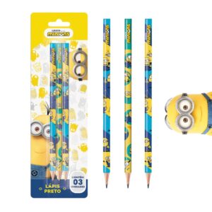 Lápis Preto Minions TRIS - Blister 3 Peças