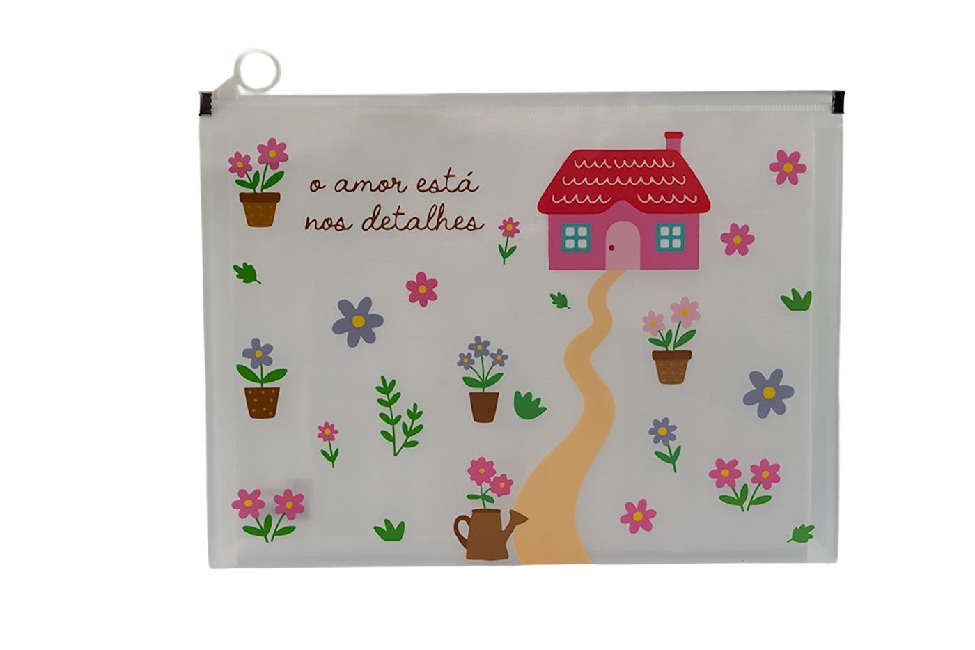 Pasta Plástica Zip A4  Casinha e Flores 25x33cm - FLORIE - UND