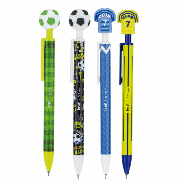 Lapiseira Plástica Divertida 0.7mm Soccer BRW - KIT 4 UND