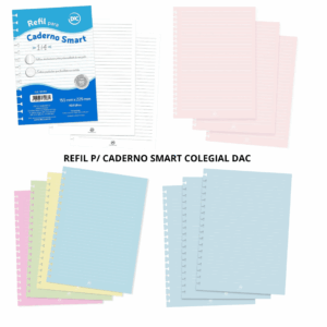 Refil de Folhas Reposicionável para Caderno Smart Colegial DAC - VÁRIAS CORES