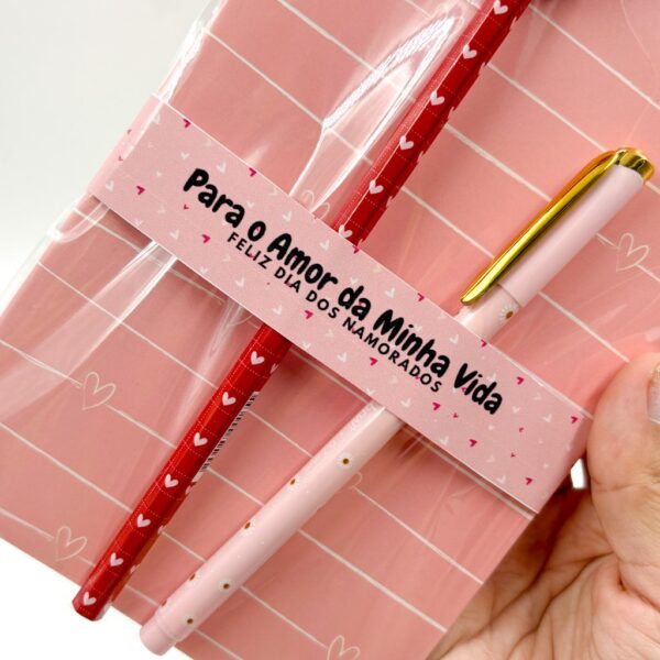 Kit Namorados Love - Caderno + Caneta + Lápis C/ Borracha