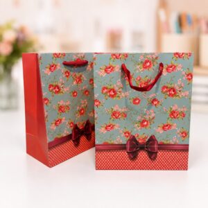 Embalagem Sacola P/ Presente Flores e Laço P 18x23x10cm - KAZ - UND