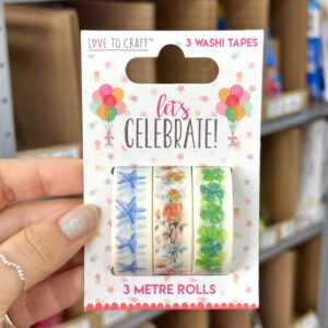Kit c/ 3 Fitas Washi Tapes Let's Celebrate 15mmx3m - IMPORTADO - BLISTER