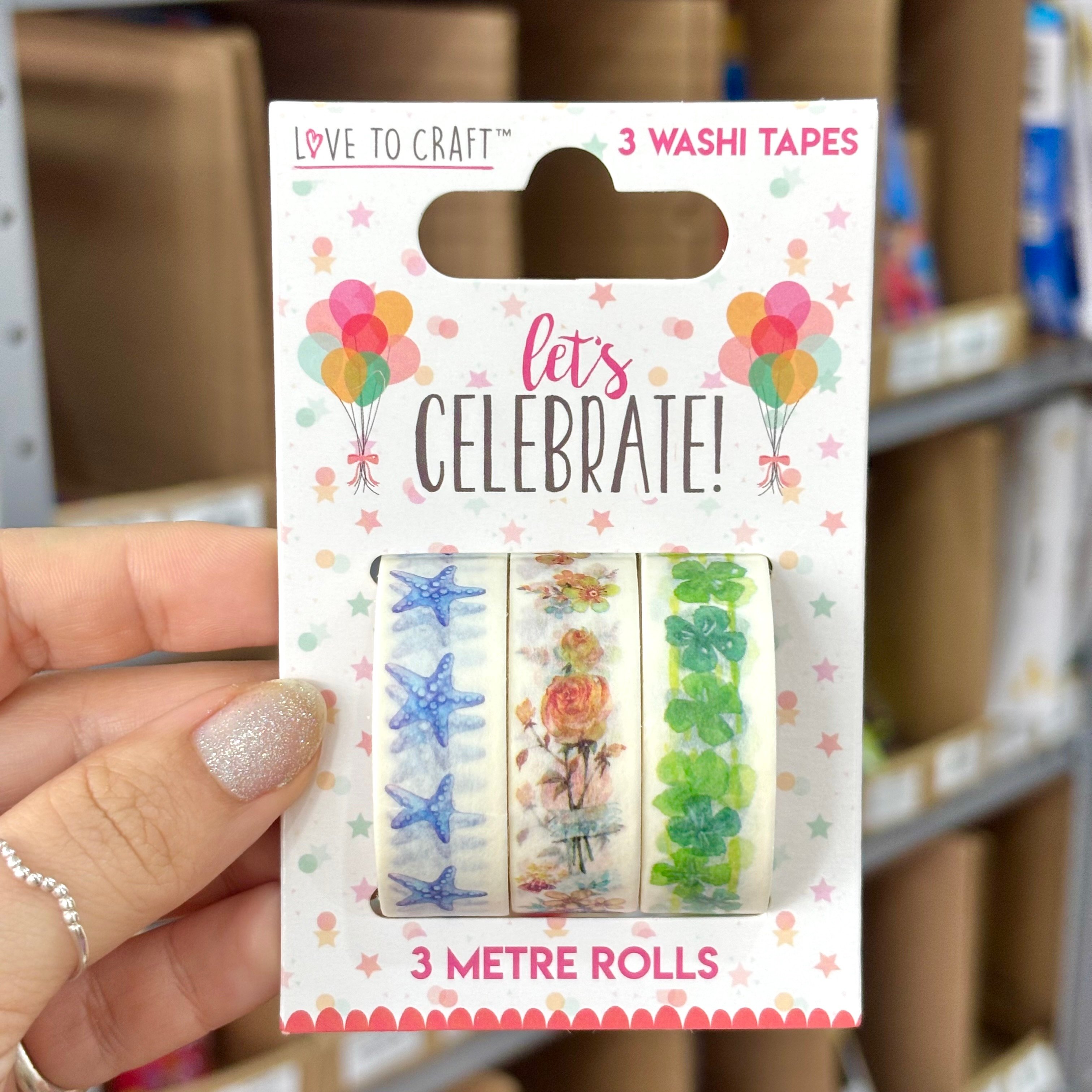 Kit c/ 3 Fitas Washi Tapes Let's Celebrate 15mmx3m - IMPORTADO - BLISTER