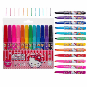 Canetinha Hidrocor Big Corpo Estampado Hello Kitty 12 Cores - LEO e LEO - BLISTER