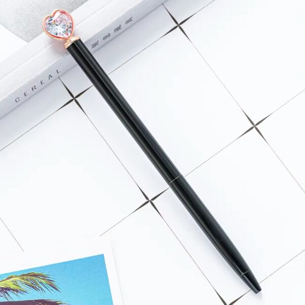 Caneta Luxo Metálica Coração - Kit 4 Und