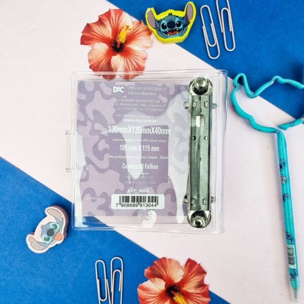 Mini Fichário Disney Stitch PVC Cristal DAC