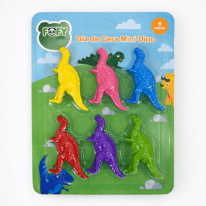 Giz de Cera Mini 6 Cores Dino - FOFY - BLISTER