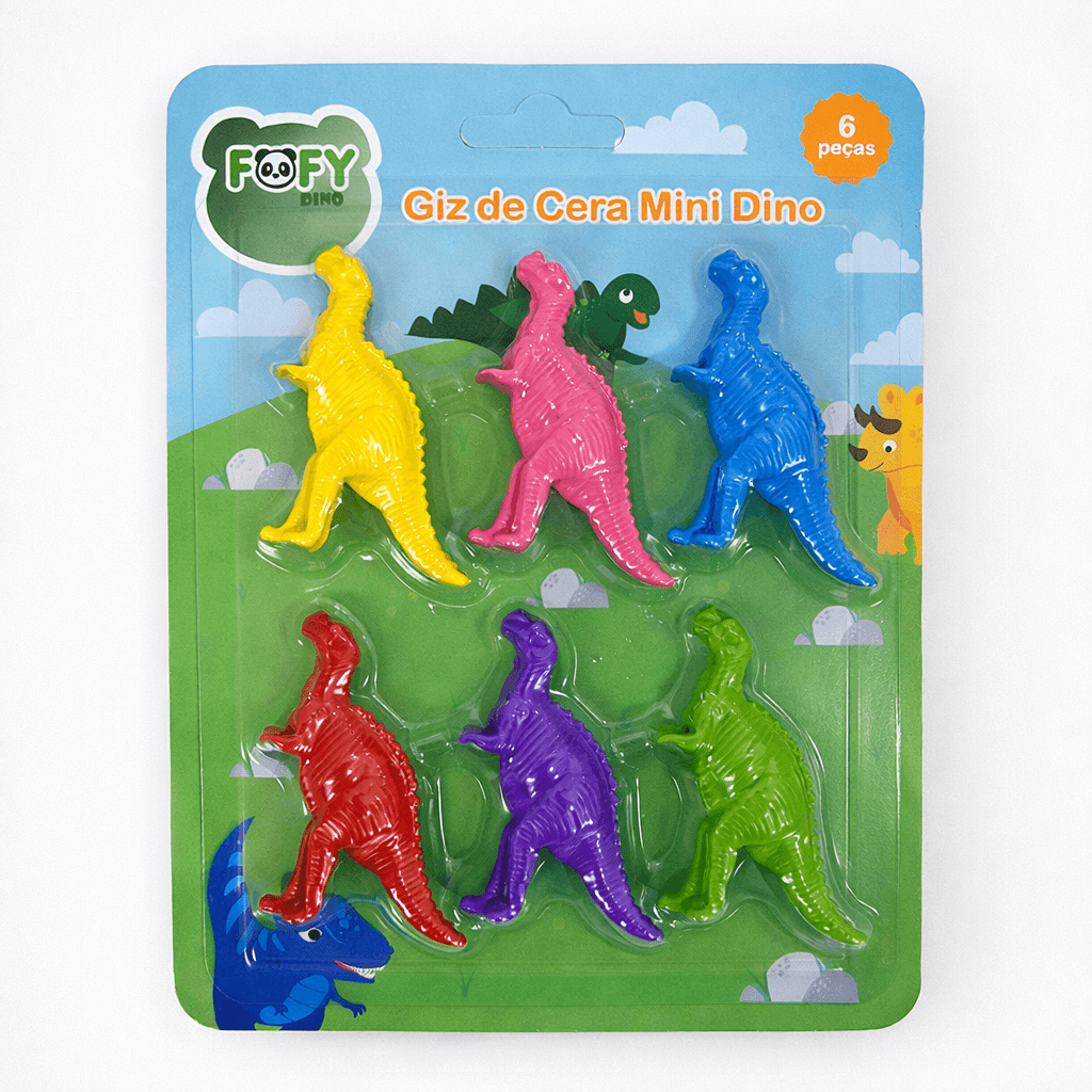 Giz de Cera Mini 6 Cores Dino - FOFY - BLISTER