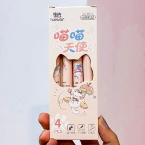 Kit Caneta Clic Premium Gatinho Maçã 4 UND - IMPORTADO - BLISTER