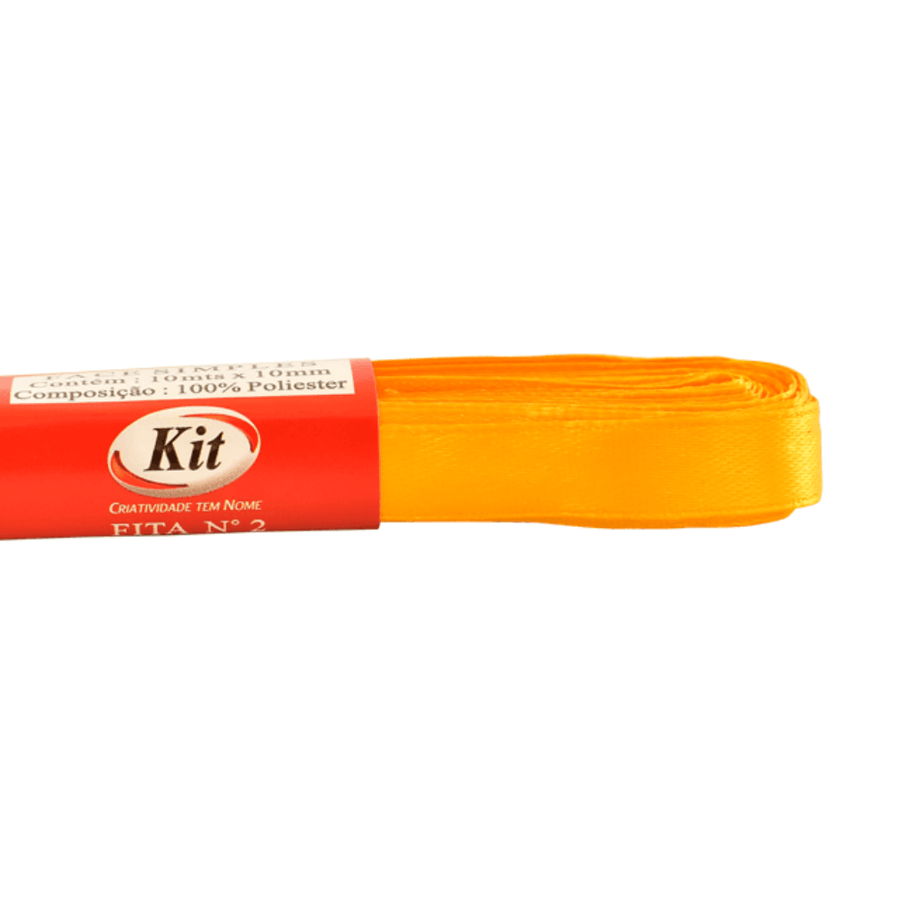 Fita Cetim Amarelo Ouro n.2 c/ 10 Mts x 10mm - KIT OFICIAL - UND