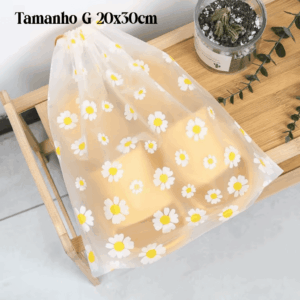 Embalagem Saco Cordinha Margarida G 20x30cm - IMPORTADO - PACOTE 12 UND