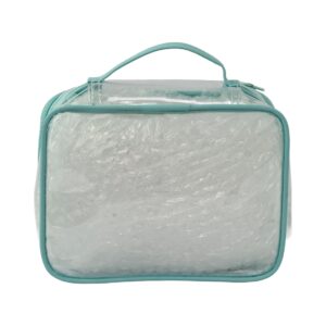 Necessaire Maleta Transparente Verde Claro "AQUI GUARDO MINHAS COISINHAS" 22x8x16cm - FLORIE - UND