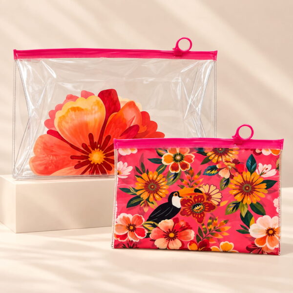 Kit 2 Necessaire Plástica Brisa de Verão 26x19,3x7,5cm - IMPORTADO - UND