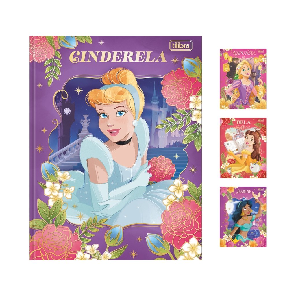Caderno Colegial Costurado LUXO 80 fls PRINCESAS - TILIBRA - UND
