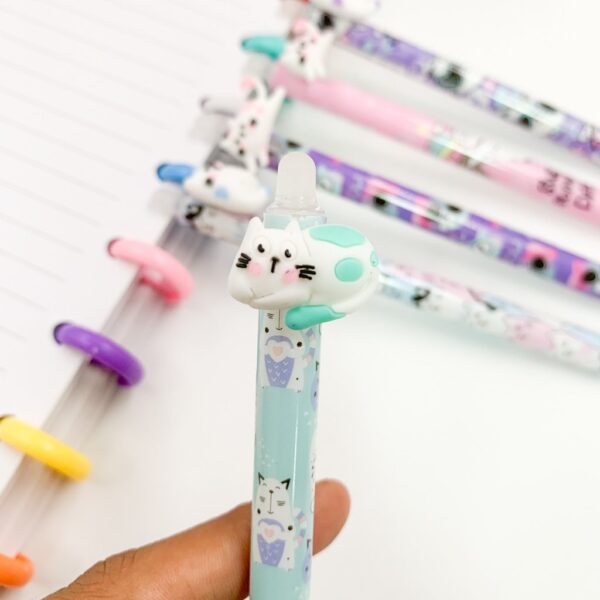 Caneta Clic Apagável Gatinho Meow - PACOTE 4 UND